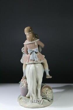 Beautiful Rare Lladro Porcelain Pony Ride Boy & Girl Riding Horse #1251 AB4