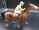 Beswick Horse #1037 Jockey Green/yellow On Walking Horse 24 8.5 H X 10 L 1976