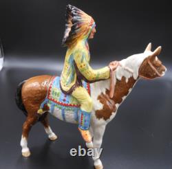 Beswick Horse 1391 Indian Chief Riding Skewbald Pony 8.5 H 1955-1990 Ceramic