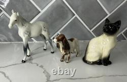 Beswick Horse Arab Bahram, Cocker Spaniel, and Siamese Cat