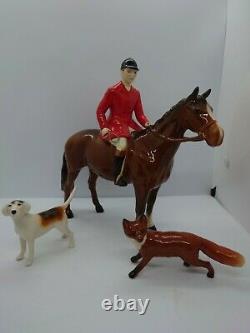 Beswick Huntsman On Horse 1501 + Fox 1440+ Hound 2263 Figure Group