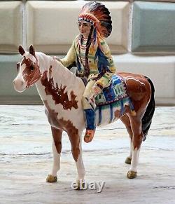 Beswick Porcelain Figurine Indian Mounted On Skewbald Horse Model 1391