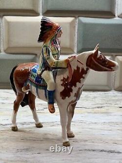 Beswick Porcelain Figurine Indian Mounted On Skewbald Horse Model 1391