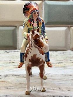 Beswick Porcelain Figurine Indian Mounted On Skewbald Horse Model 1391