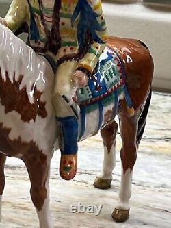 Beswick Porcelain Figurine Indian Mounted On Skewbald Horse Model 1391