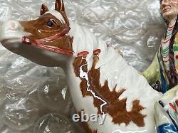 Beswick Porcelain Figurine Indian Mounted On Skewbald Horse Model 1391