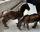 Beswick Porcelain Shire Horses (lot 2) 1950's Vintage Yellow Mane + Grazing