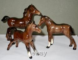 Beswick Three Porcelain Horse Foal Figurines England Signed