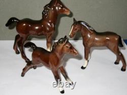 Beswick Three Porcelain Horse Foal Figurines England Signed