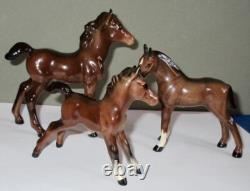 Beswick Three Porcelain Horse Foal Figurines England Signed