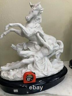 Bisque Porcelain Statue of Man and Horse