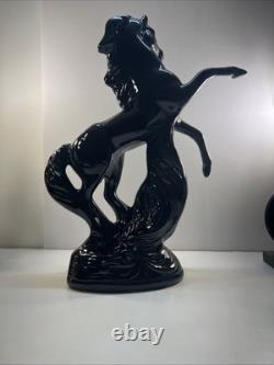 Black Stallion Horse Rearing Ceramic Figurine 17 Tall x 7 Wide Vintage 80's