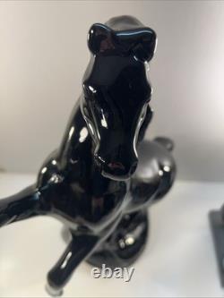 Black Stallion Horse Rearing Ceramic Figurine 17 Tall x 7 Wide Vintage 80's