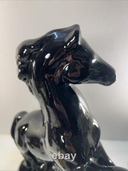 Black Stallion Horse Rearing Ceramic Figurine 17 Tall x 7 Wide Vintage 80's