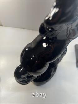Black Stallion Horse Rearing Ceramic Figurine 17 Tall x 7 Wide Vintage 80's
