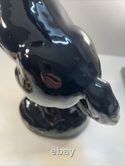 Black Stallion Horse Rearing Ceramic Figurine 17 Tall x 7 Wide Vintage 80's