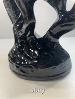 Black Stallion Horse Rearing Ceramic Figurine 17 Tall x 7 Wide Vintage 80's