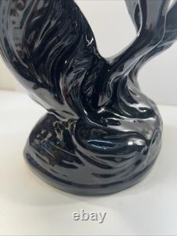 Black Stallion Horse Rearing Ceramic Figurine 17 Tall x 7 Wide Vintage 80's