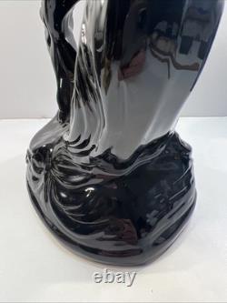 Black Stallion Horse Rearing Ceramic Figurine 17 Tall x 7 Wide Vintage 80's