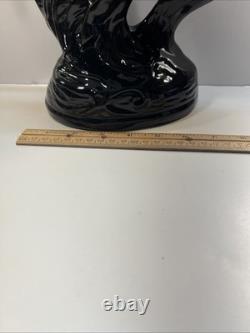 Black Stallion Horse Rearing Ceramic Figurine 17 Tall x 7 Wide Vintage 80's