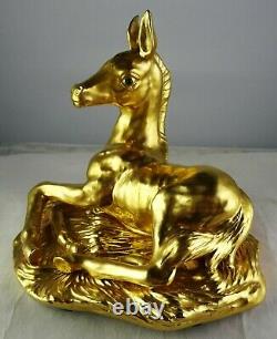 Boehm Gem & Gold Collection Reclining Foal Horse Figurine #5