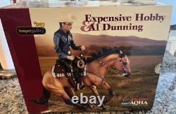 Breyer Porcelain EXPENSIVE HOBBY & Al DUNNING, AQHA, Reining, Wood Base, COA Box