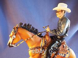 Breyer Porcelain EXPENSIVE HOBBY & Al DUNNING, AQHA, Reining, Wood Base, COA Box