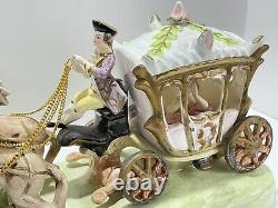 CAPODIMONTE ITALY Porcelain Cinderella Horse Drawn Carriage Coach Driver Vintage