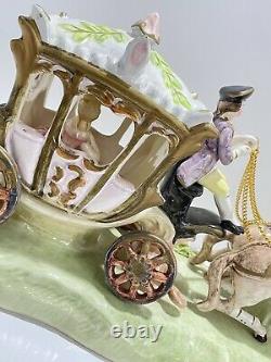 CAPODIMONTE ITALY Porcelain Cinderella Horse Drawn Carriage Coach Driver Vintage
