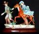 Capodimonte Porcelain Figurine Man Pulling Lady On Horse Signed Fornili Italy
