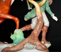 CAPODIMONTE Porcelain Figurine Man Pulling Lady on Horse Signed Fornili Italy