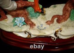 CAPODIMONTE Porcelain Figurine Man Pulling Lady on Horse Signed Fornili Italy