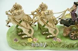 CAPODIMONTE Porcelain Horse Drawn Royal Carriage N Crown Marking Made In Italy