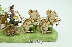 CAPODIMONTE Porcelain Horse Drawn Royal Carriage N Crown Marking Made In Italy