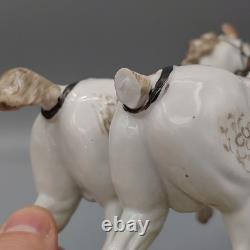 CARL THIEME DRESDEN PORCELAIN FIGURE HORSES with Dog STATUE ANTIQUE Broken Tail