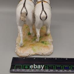 CARL THIEME DRESDEN PORCELAIN FIGURE HORSES with Dog STATUE ANTIQUE Broken Tail