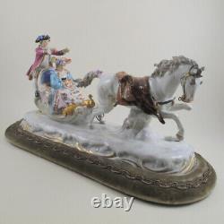 CARL THIEME Dresden Potschappel Figurine Winter Horse Drawn Sleighride AS IS