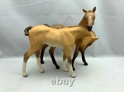 CYBIS Porcelain Horses FOALS COLTS FILLY Statue with Velvet Wood Base DARBY & JOAN