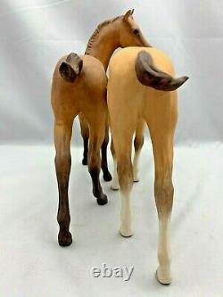 CYBIS Porcelain Horses FOALS COLTS FILLY Statue with Velvet Wood Base DARBY & JOAN
