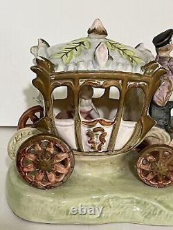Capodimonte Armani Porcelain Horse Drawn Royal Carriage Cinderella Vintage