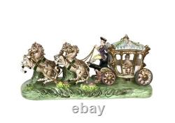 Capodimonte Armani Porcelain Horse Drawn Royal Carriage Rare withN Stamp Near Mint