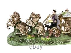 Capodimonte Armani Porcelain Horse Drawn Royal Carriage Rare withN Stamp Near Mint