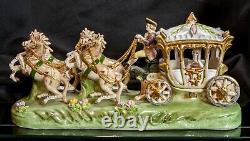 Capodimonte Armani Porcelain Horse Drawn Royal Carriage Rare withN stamp near-mint