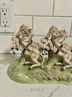 Capodimonte Armqani Porcelain Horse Drawn Royal Carriage with N Crown Marking