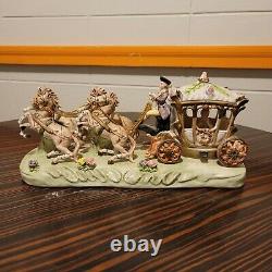 Capodimonte Armqani Porcelain Horse Drawn Royal Carriage with N Crown Marking ANT