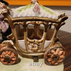 Capodimonte Armqani Porcelain Horse Drawn Royal Carriage with N Crown Marking ANT