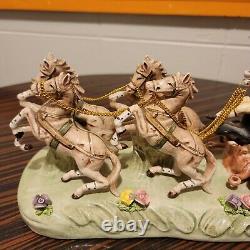 Capodimonte Armqani Porcelain Horse Drawn Royal Carriage with N Crown Marking ANT