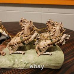 Capodimonte Armqani Porcelain Horse Drawn Royal Carriage with N Crown Marking ANT