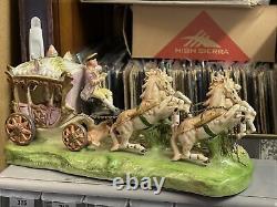 Capodimonte Cinderella Carriage and 4 Horses 14x7x5 statue figurine
