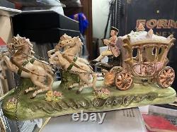 Capodimonte Cinderella Carriage and 4 Horses 14x7x5 statue figurine